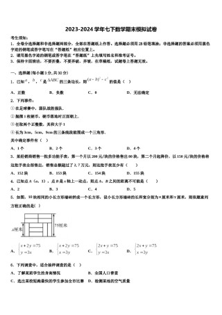 2023-2024学年广西省崇左市名校七年级数学第二学期期末学业水平测试试题含解析.doc