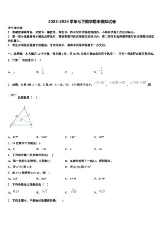 2023-2024学年广西陆川县数学七下期末监测试题含解析.doc