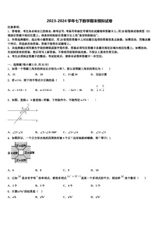 2023-2024学年江苏省宝应县山阳中学七年级数学第二学期期末监测试题含解析.doc