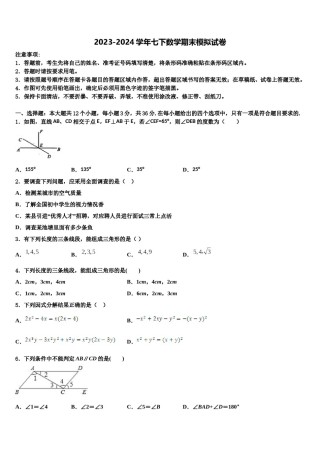 2023-2024学年江苏省庙头中学七下数学期末复习检测试题含解析.doc