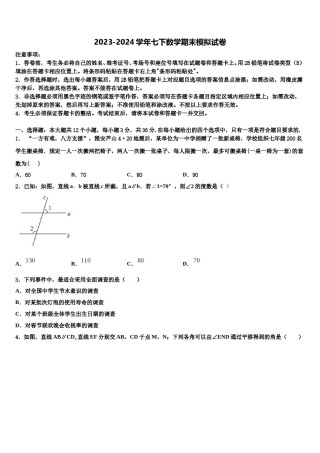 2023-2024学年江苏省无锡江阴市七年级数学第二学期期末监测模拟试题含解析.doc