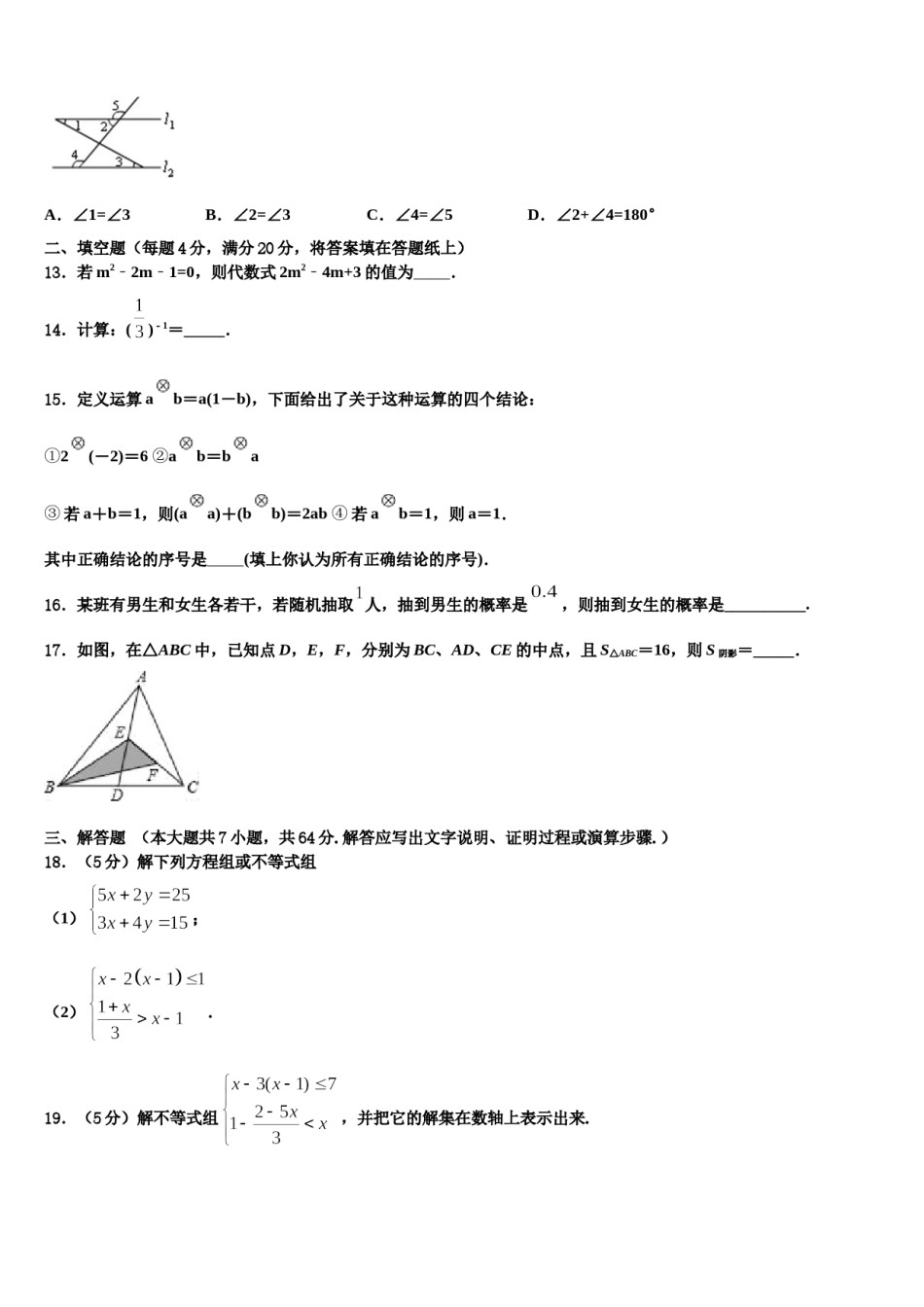 2023-2024学年江苏省泰州市口岸实验学校七年级数学第二学期期末经典试题含解析.doc_第3页