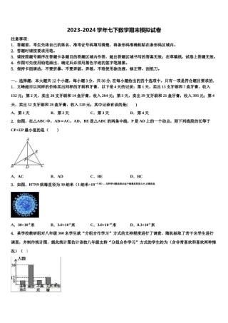 2023-2024学年江苏省淮安市名校七年级数学第二学期期末质量跟踪监视模拟试题含解析.doc