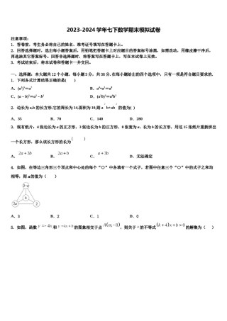 2023-2024学年江苏省苏州市园区一中学七年级数学第二学期期末统考模拟试题含解析.doc