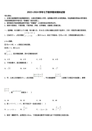 2023-2024学年江苏苏州高新区七下数学期末质量检测试题含解析.doc