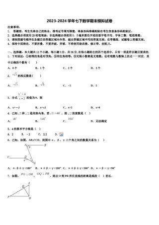 2023-2024学年河北省丰宁县七下数学期末综合测试模拟试题含解析.doc