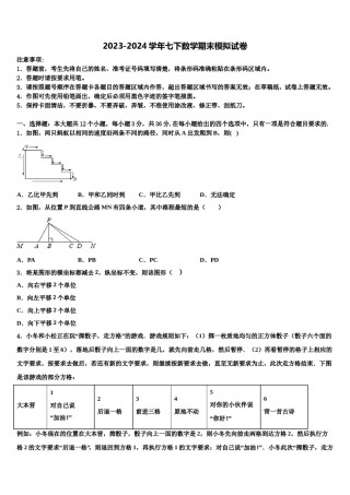 2023-2024学年河北省邢台市临城县临城镇中学七年级数学第二学期期末质量跟踪监视试题含解析.doc