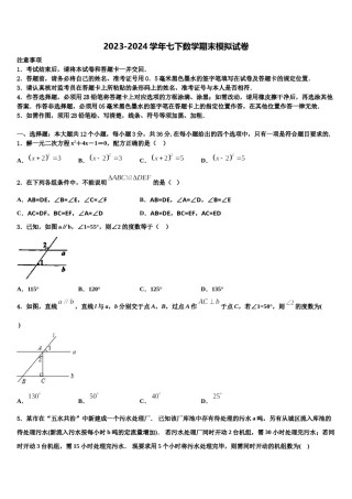 2023-2024学年河北省隆尧县联考七下数学期末联考模拟试题含解析.doc