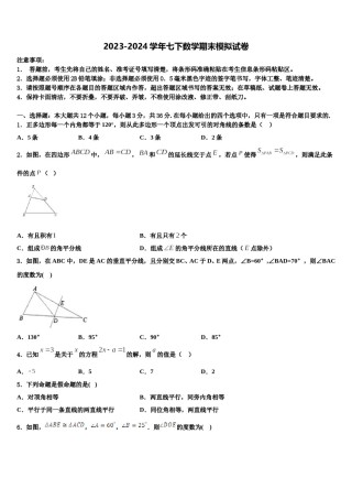 2023-2024学年河南洛阳伊川七年级数学第二学期期末考试模拟试题含解析.doc