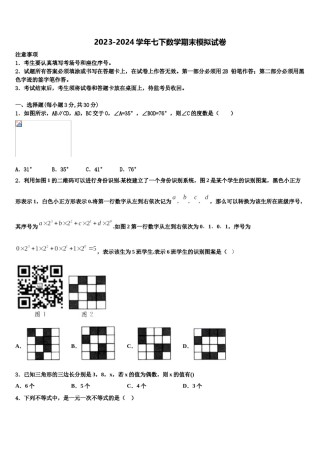 2023-2024学年河南省鹤壁市七年级数学第二学期期末统考试题含解析.doc