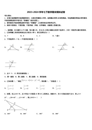 2023-2024学年浙江省泉山市台商投资区七年级数学第二学期期末质量检测试题含解析.doc