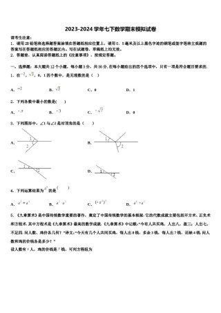 2023-2024学年浙江省温州市瑞安市集云实验学校七下数学期末预测试题含解析.doc