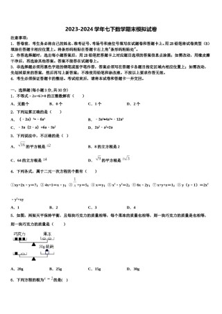 2023-2024学年海南省海口市七下数学期末质量跟踪监视模拟试题含解析.doc