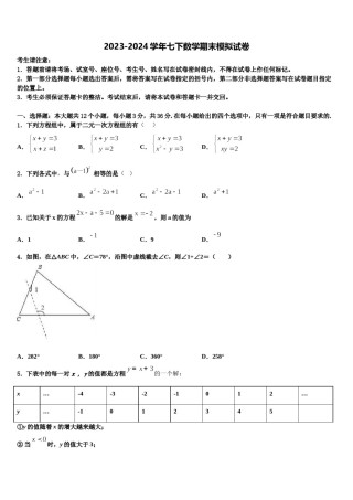 2023-2024学年海南省海口市长流实验学校数学七下期末考试模拟试题含解析.doc