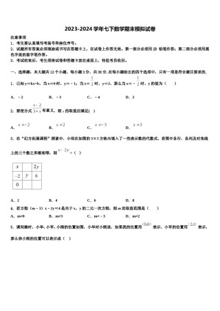 2023-2024学年海南省海口市长流实验学校数学七下期末联考模拟试题含解析.doc
