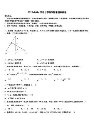 2023-2024学年海南省省直辖县七下数学期末调研模拟试题含解析.doc