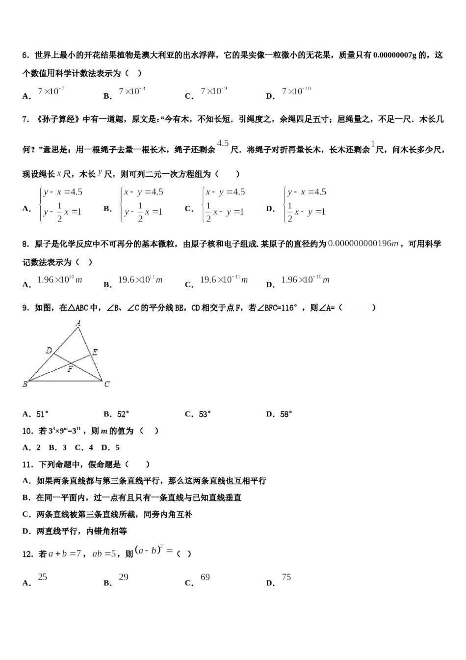 2023-2024学年海西市重点中学七年级数学第二学期期末质量检测试题含解析.doc_第2页