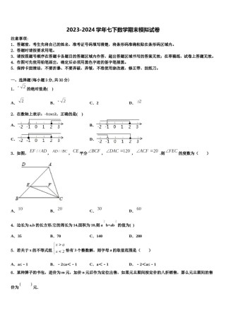 2023-2024学年深圳市外国语学校数学七下期末质量检测模拟试题含解析.doc