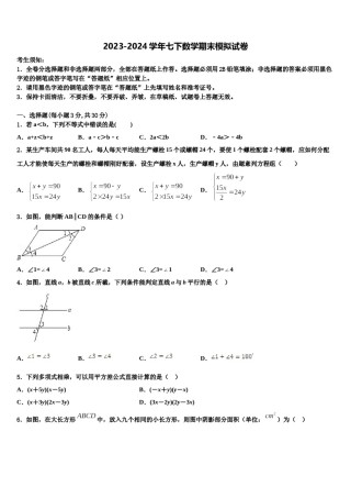 2023-2024学年湖北省阳新县七下数学期末教学质量检测模拟试题含解析.doc
