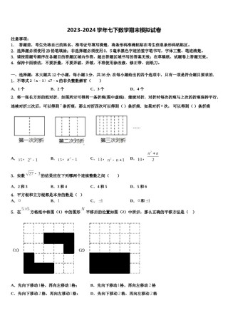 2023-2024学年湖北省黄石十四中学七年级数学第二学期期末统考试题含解析.doc