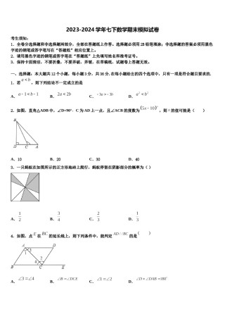 2023-2024学年湖北省黄石市十四中学教育集团七下数学期末调研试题含解析.doc