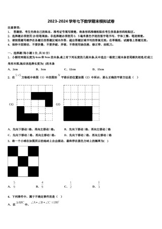 2023-2024学年湖南广益实验中学数学七下期末经典模拟试题含解析.doc