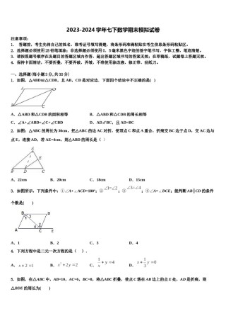 2023-2024学年湖南省华容县数学七下期末综合测试试题含解析.doc