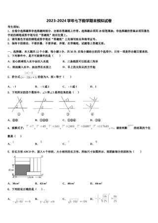 2023-2024学年湖南省岳阳临湘市七下数学期末质量检测模拟试题含解析.doc