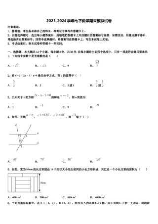 2023-2024学年湖南省湘西土家族苗族自治州古丈县数学七下期末调研模拟试题含解析.doc