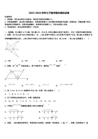 2023-2024学年湖南省茶陵县数学七下期末学业质量监测模拟试题含解析.doc