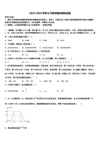 2023-2024学年甘肃省武威市凉州区洪祥镇数学七下期末监测试题含解析.doc