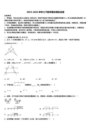 2023-2024学年福建省厦门五中学七下数学期末学业质量监测试题含解析.doc