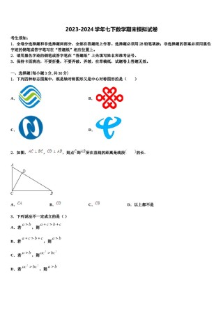 2023-2024学年福建省厦门市思明区双十中学数学七下期末预测试题含解析.doc
