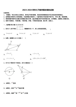2023-2024学年福建省福州市第三十中学七下数学期末监测模拟试题含解析.doc