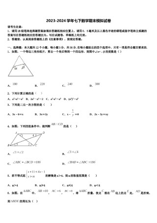 2023-2024学年莱芜市重点中学七下数学期末考试试题含解析.doc