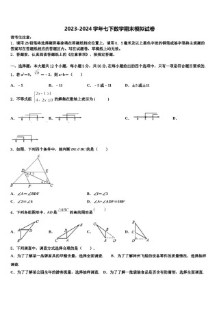 2023-2024学年贵州省长顺县联考七年级数学第二学期期末检测模拟试题含解析.doc