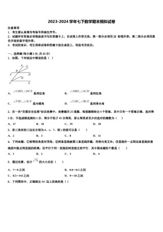 2023-2024学年资阳市重点中学七下数学期末质量跟踪监视模拟试题含解析.doc