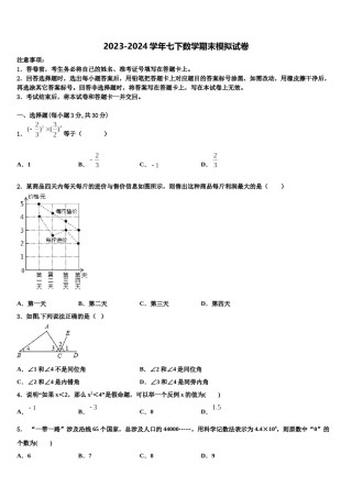 2023-2024学年辽宁省东港地区数学七下期末质量跟踪监视试题含解析.doc