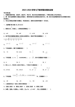 2023-2024学年辽宁省丹东二十四中学七年级数学第二学期期末质量检测试题含解析.doc