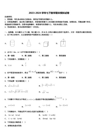 2023-2024学年重庆市九龙坡区七下数学期末调研模拟试题含解析.doc