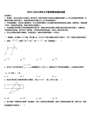 2023-2024学年重庆市外国语学校七年级数学第二学期期末质量跟踪监视模拟试题含解析.doc