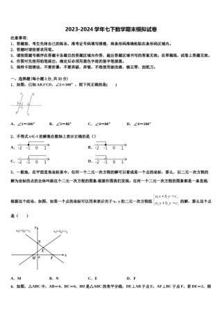 2023-2024学年重庆市荣昌区荣隆镇初级中学七年级数学第二学期期末综合测试试题含解析.doc