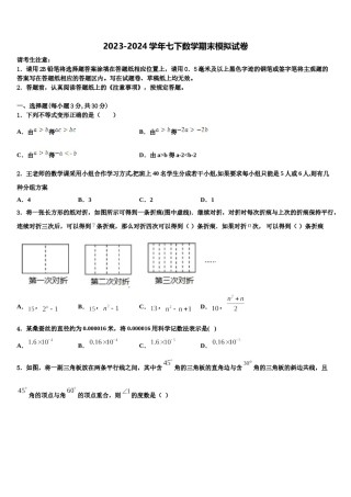2023-2024学年陕西省宝鸡市岐山县七年级数学第二学期期末学业质量监测试题含解析.doc