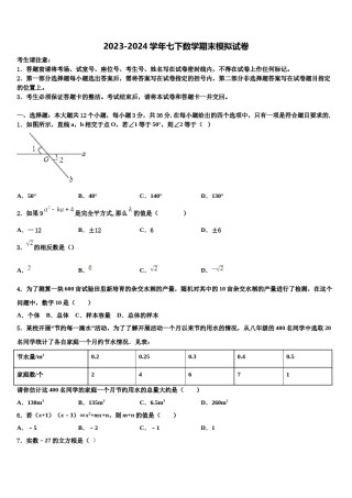 2023-2024学年陕西省榆林市榆阳区中学孚教育培训学校数学七下期末达标检测试题含解析.doc