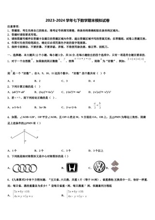 2023-2024学年黑龙江省哈尔滨市顺迈七下数学期末预测试题含解析.doc