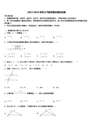 2023-2024学年黑龙江省望奎县七年级数学第二学期期末考试试题含解析.doc
