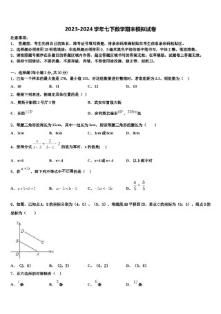 2023-2024学年黑龙江省鸡西中学七年级数学第二学期期末检测试题含解析.doc