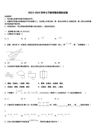 2023-2024学年黑龙江省鸡西市数学七下期末教学质量检测试题含解析.doc