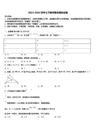 2024届云南省镇康县数学七下期末经典模拟试题含解析.doc