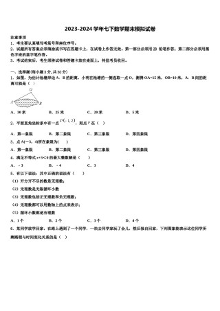 2024届北京市人大附中朝阳学校七下数学期末质量跟踪监视模拟试题含解析.doc